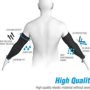UV Protection Cooling Arm Sleeves for Men & Women | Sun Protection Full Arm Cover with Thumb Hole | Ideal for Sports, Driving, Cycling, Running – Unisex Hand Gloves