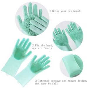 Magic Silicone Dish Washing Gloves For Kitchen, Bathroom, Clothes, Scrubber For Pet Grooming, Durable, Reusable (Multicolor)