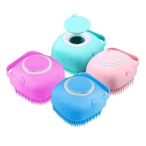 Body Scrubber With Shower Gel Dispenser, Soft Silicone Bristles For Deep Cleaning, Scalp Massage, Dead Skin Removal, Exfoliating Bath Brush, Loofah