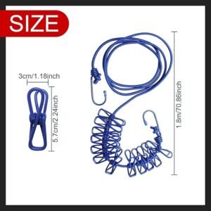 Cloth Drying Rope with 12Hooks , Outdoor Cloth Drying Line, Cloth Rope with Clips, Cloth Hanging Rope, Cloth Hanging Stand (Multicolor)