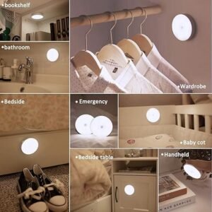 Wireless Motion Sensor Light for Home USB Charging Portable LED Body Induction Lamp with Self Adhesive Magnetic Strip for Wardrobe, Bedroom (Pack of 2)