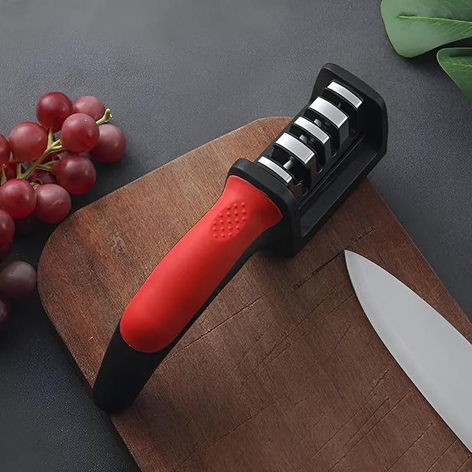 Knife Sharpener for Kitchen | Red Ribbon Pro Heavy Duty Knife Sharpening Tool | 304 Stainless Steel Sharpener for Kitchen & Small Knives (Pack of 1) - Image 7