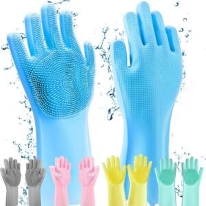 Magic Silicone Dish Washing Gloves For Kitchen, Bathroom, Clothes, Scrubber For Pet Grooming, Durable, Reusable (Multicolor)