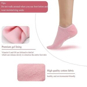Moisturizing Silicone Gel Socks for Cracked Heels – Foot Hydration & Repair Socks with Natural Oils & Vitamin E, Softens Dry Feet (Unisex, Multicolor, 1 Pair)