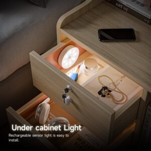 Wireless Motion Sensor Light for Home USB Charging Portable LED Body Induction Lamp with Self Adhesive Magnetic Strip for Wardrobe, Bedroom (Pack of 2)