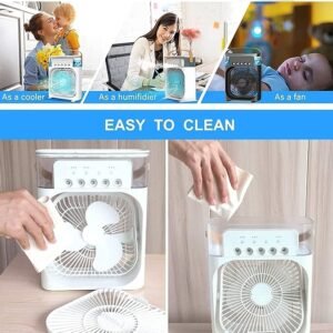 Portable Mini Air Cooler for Room Cooling | Arctic Mini AC Fan with 7-Color LED Light, 3 Wind Speeds, 3 Spray Modes, Timer (1/2/3 H) | Ideal for Office, Home, Dorm & Travel (Multicolor)