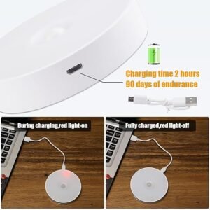 Wireless Motion Sensor Light for Home USB Charging Portable LED Body Induction Lamp with Self Adhesive Magnetic Strip for Wardrobe, Bedroom (Pack of 2)