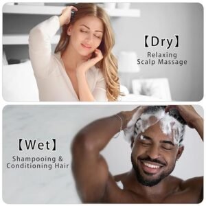 Hair Scalp Massager Shampoo Brush, Silicone Soft Bristles For Head Massaging and Washing, Anti-dandruff Removal Brush, Comb With Handle (Multicolor) (Black, Pack of 1)