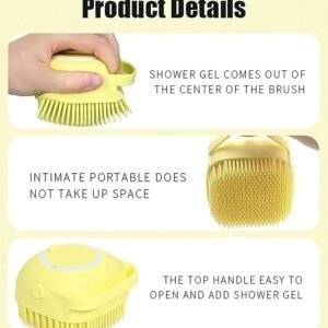 Body Scrubber With Shower Gel Dispenser, Soft Silicone Bristles For Deep Cleaning, Scalp Massage, Dead Skin Removal, Exfoliating Bath Brush, Loofah