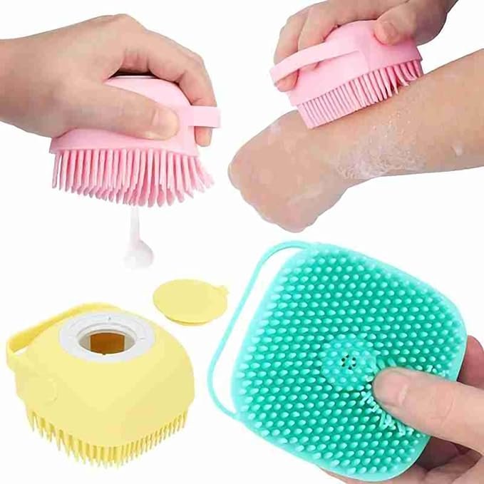 Body Scrubber With Shower Gel Dispenser, Soft Silicone Bristles For Deep Cleaning, Scalp Massage, Dead Skin Removal, Exfoliating Bath Brush, Loofah - Image 9