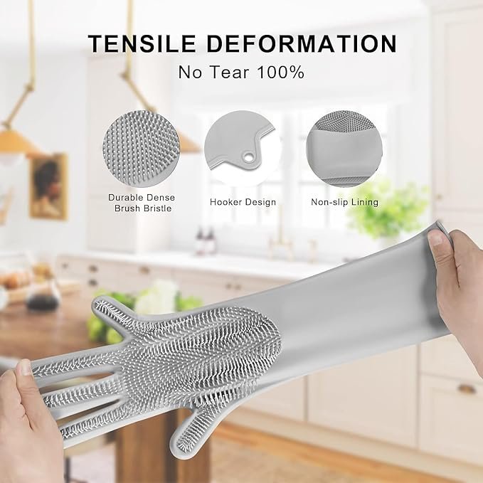 Magic Silicone Dish Washing Gloves For Kitchen, Bathroom, Clothes, Scrubber For Pet Grooming, Durable, Reusable (Multicolor) - Image 8