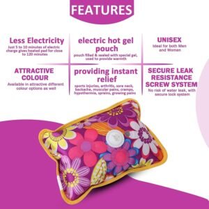 Heating Gel Bag for pain relief electric hot pack heat pad electric electric heating pad for back pain Men & Women with Charging Cord (Multicolor/Assorted)