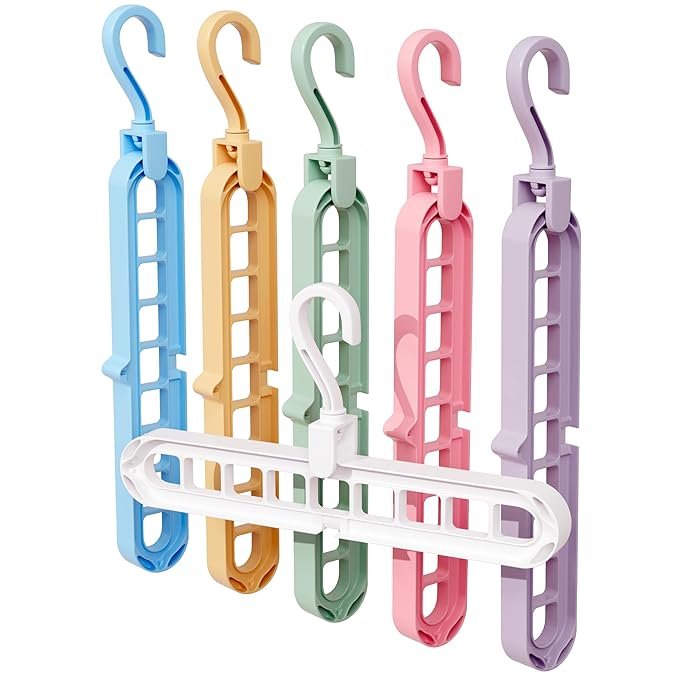 Magic 9 Holes Clothes Hanger, Wardrobe Storage Organizer , Heavy Duty Anti Skid Plastic with 360º Swivel Hook, Essential Closet Space Saver (Multicolor) (Pack of 4) - Image 14