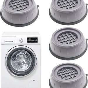 Anti Vibration Pads with Suction Cup for Washing Machine, Refrigerator, Noise Cancelling Pads, Shock Absorber, Heavy Duty Stand, Round, Anti Skid (Pack of 4, One Size)