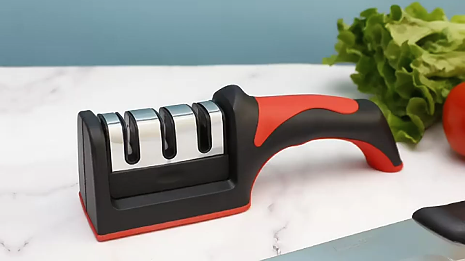 Knife Sharpener for Kitchen | Red Ribbon Pro Heavy Duty Knife Sharpening Tool | 304 Stainless Steel Sharpener for Kitchen & Small Knives (Pack of 1) - Image 14